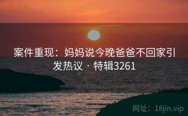 案件重现：妈妈说今晚爸爸不回家引发热议 · 特辑3261