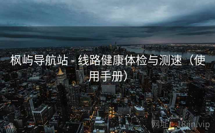 枫屿导航站 - 线路健康体检与测速（使用手册）